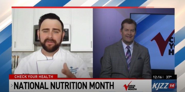 Two men talking about national nutrition month